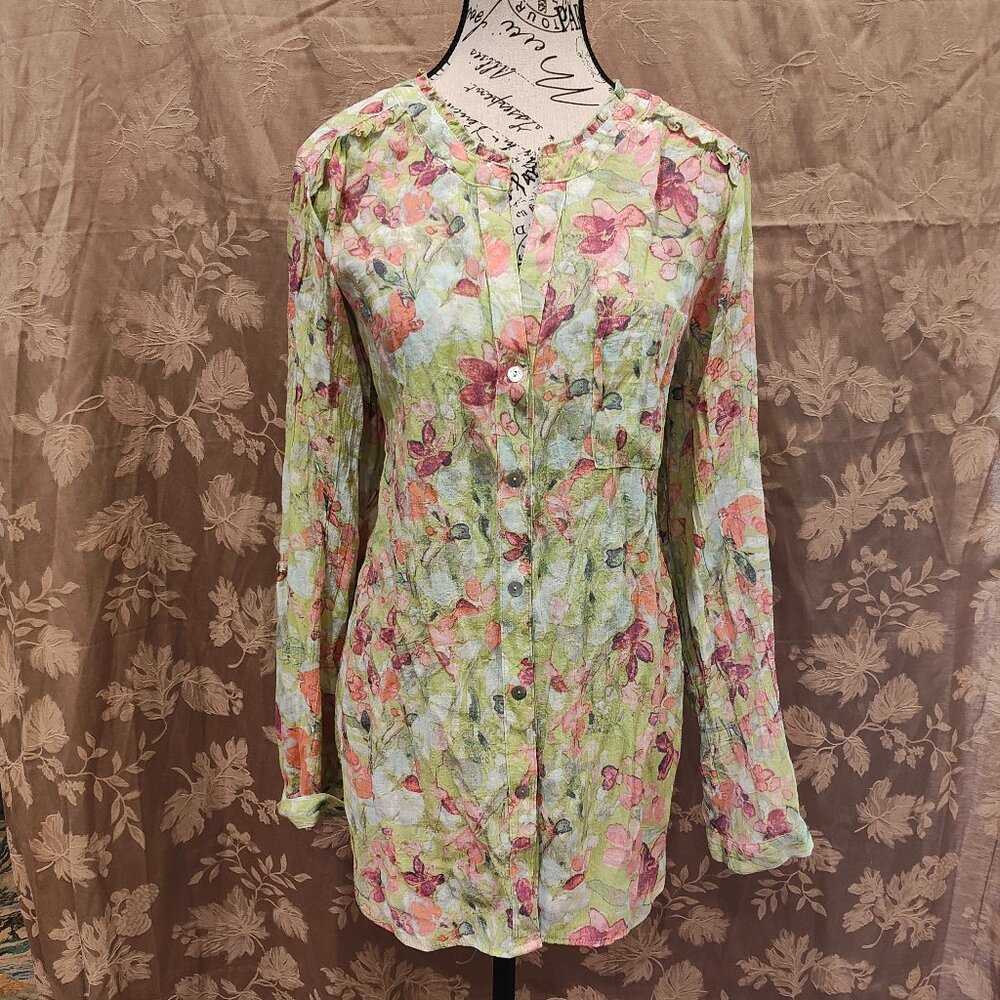 Zac & Rachel Ruffle Floral Button Down Blouse, Excellent Used Condition! (EUC)